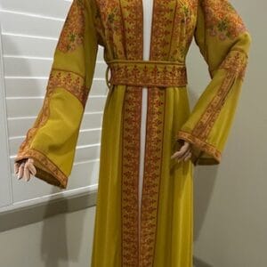 Embroidered mustard Tatreez cardigan