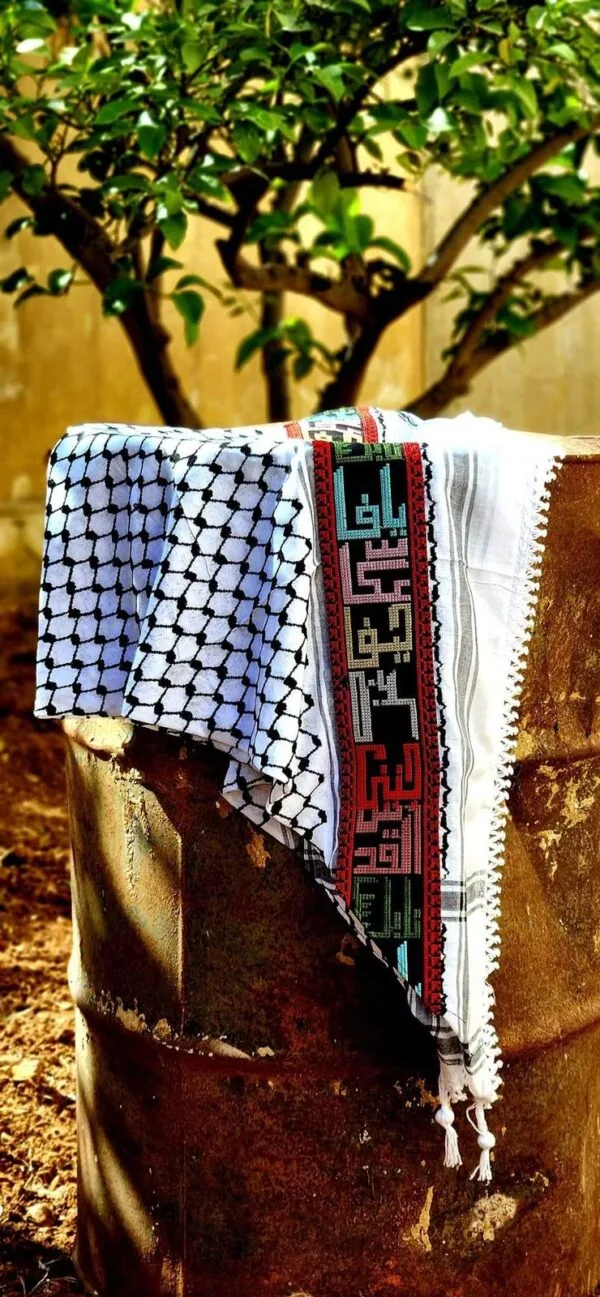 Palestine City Names Embroidered Keffiyeh