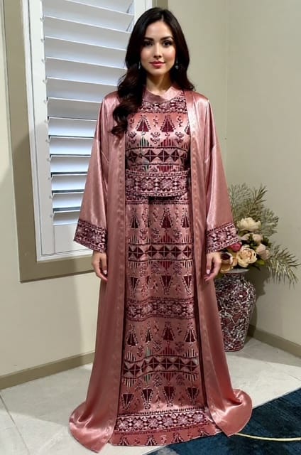 Chic Embroidered Thobe and Cardigan