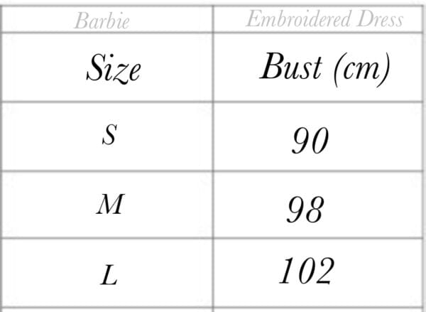 Barbie embroidered dress