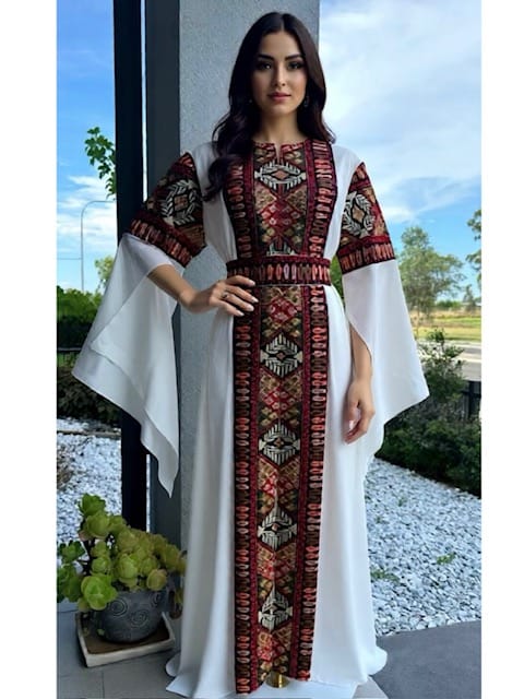 Embroidered Chiffon Open Front Dress