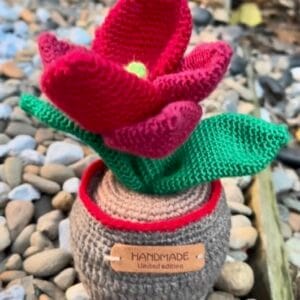 Red Magnolia handmade crochet